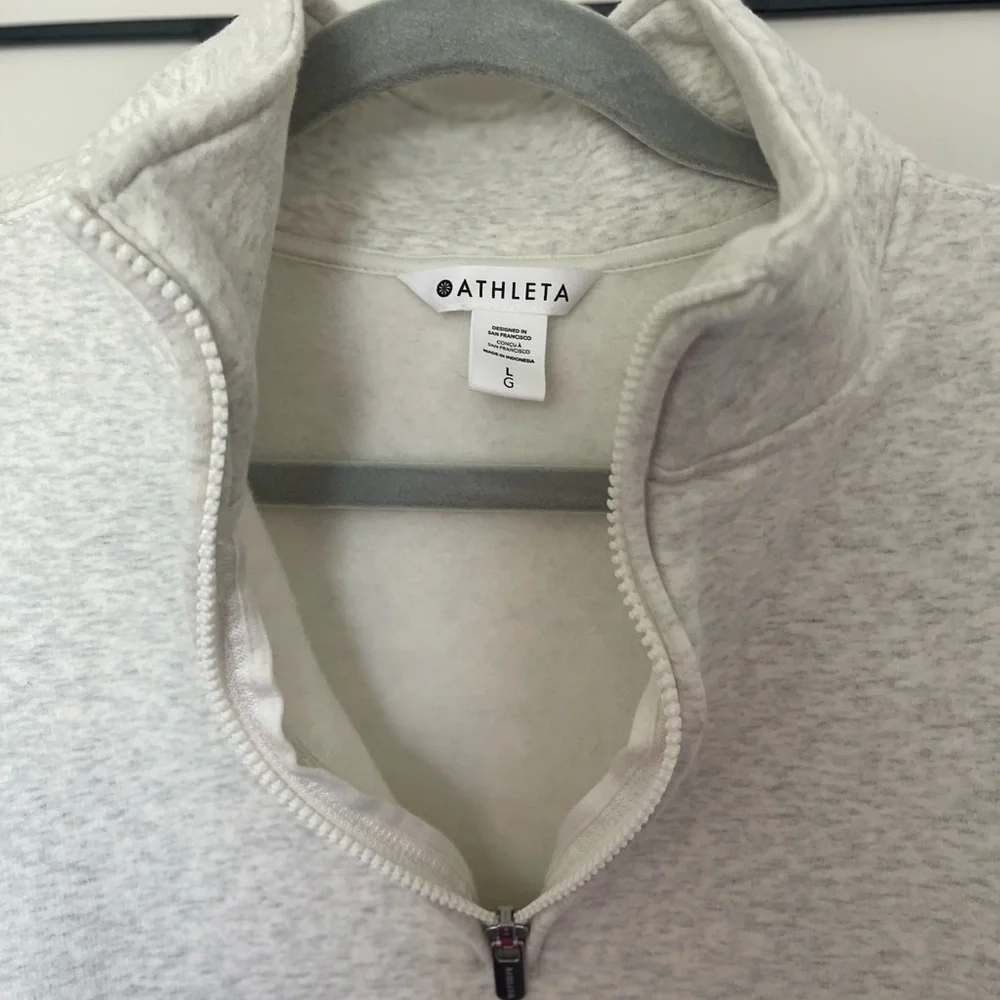 Athleta Forever Fleece Heather Gray Zip-Up Sweatshirt - Picture 2 of 3